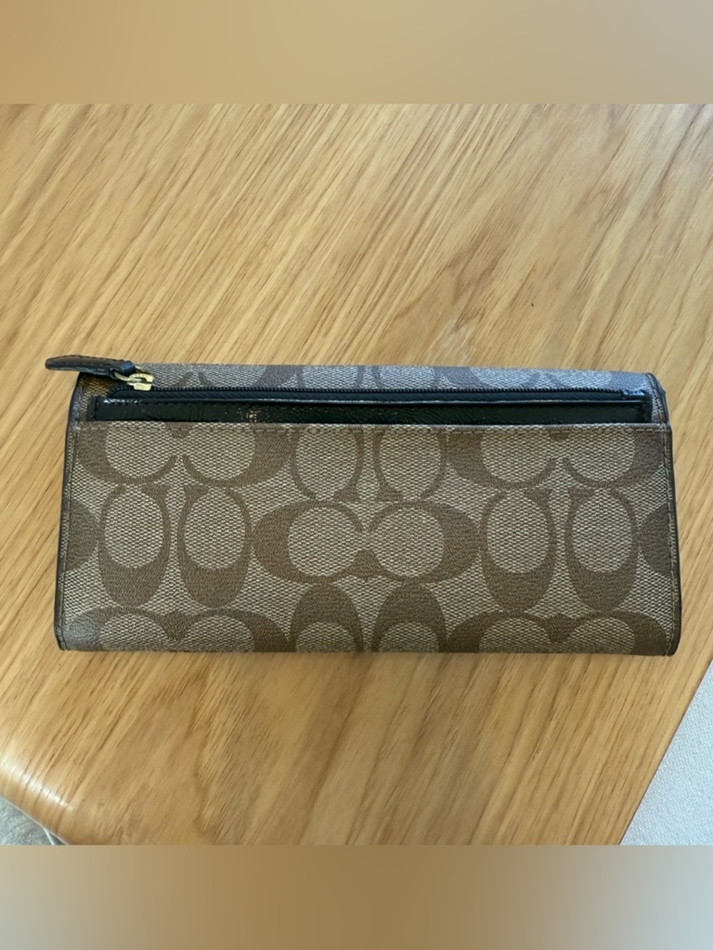 Coach Signature Canvas Continental Wallet in Brown - Picture 6 of 14